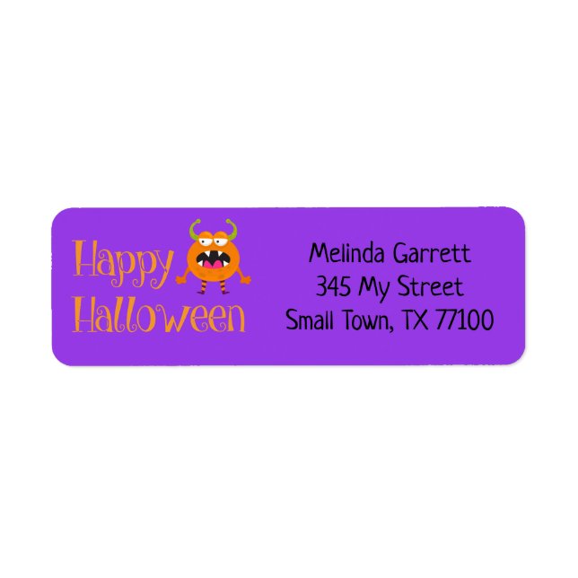 Cute Fun Orange Little Monster Custom Address (Front)