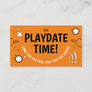 Cute Fun Orange Playdate Mum Friends Calling Business Card