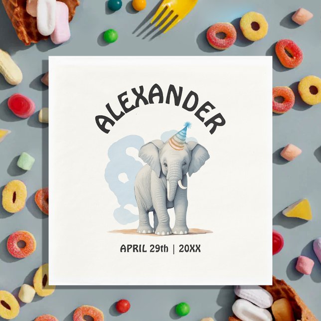 Cute Fun Pastel Baby Blue Wild Elephant Watercolor Napkin (Creator Uploaded)