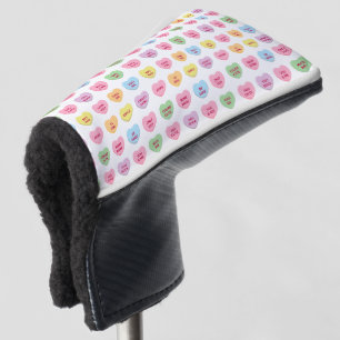 Cute fun pastel custom conversation hearts pattern golf head cover