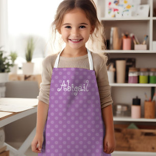 Cute Fun Personalised Lavender Polka Dot Pattern Apron