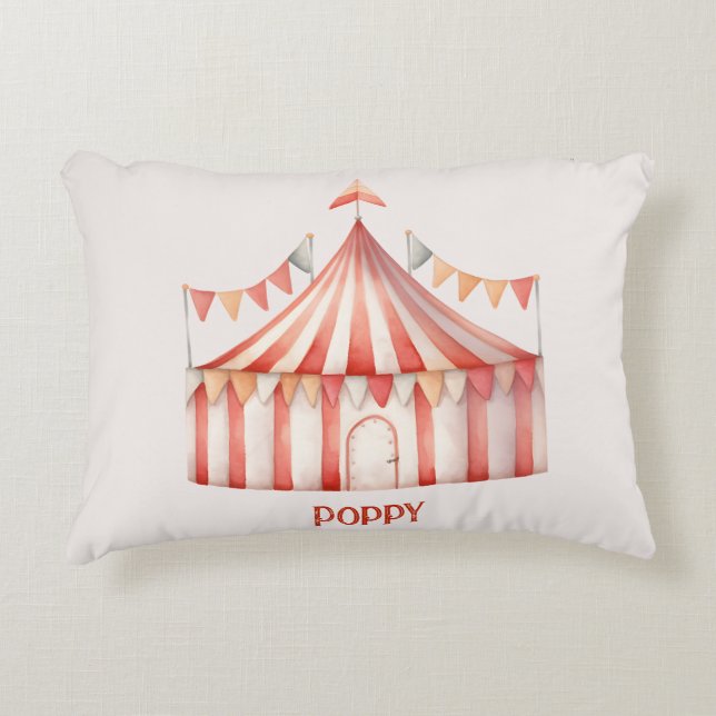 Cute fun Pink Circus Tent Child's  Decorative Cushion (Front)
