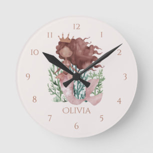 Cute fun Pink Mermaid Child's Wall Clock