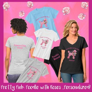 Cute Fun Pink Poodle Personalised lady's T-Shirt