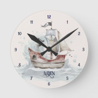 Cute Fun Pirate Ship Child's Wall Clock