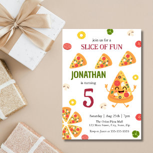 Cute Fun Pizza Party Kids Birthday Invitation