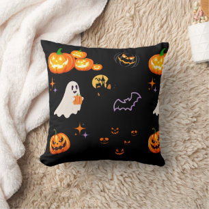 Cute Fun Pumpkin ghost bat Witch Halloween Party Cushion