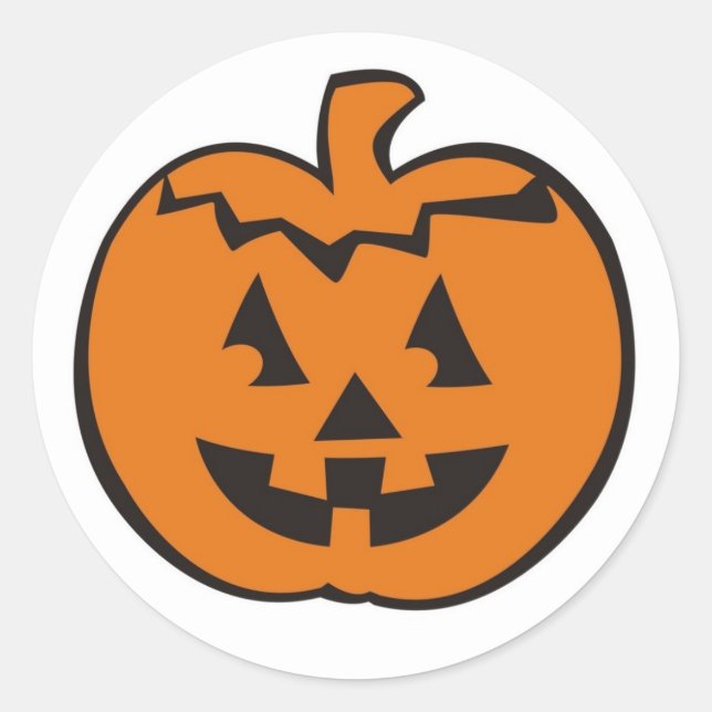 Cute Fun Pumpkin Head Halloween Thanksgiving Classic Round Sticker (Front)
