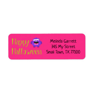 Cute Fun Purple Pink Little Monster Custom Address
