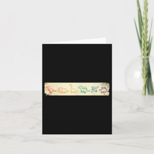 Cute Fun Rainbow Dinosaur Line Art Colourful Prehi Card