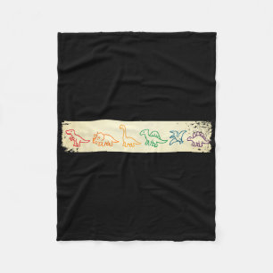 Cute Fun Rainbow Dinosaur Line Art Colourful Prehi Fleece Blanket