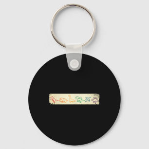 Cute Fun Rainbow Dinosaur Line Art Colourful Prehi Key Ring
