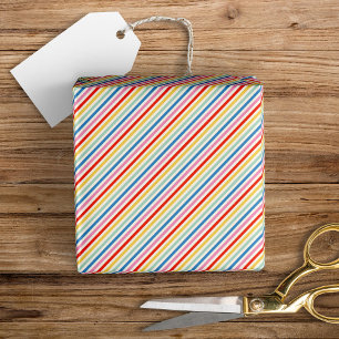 Cute Fun Retro Colors Stripe Pattern Wrapping Paper