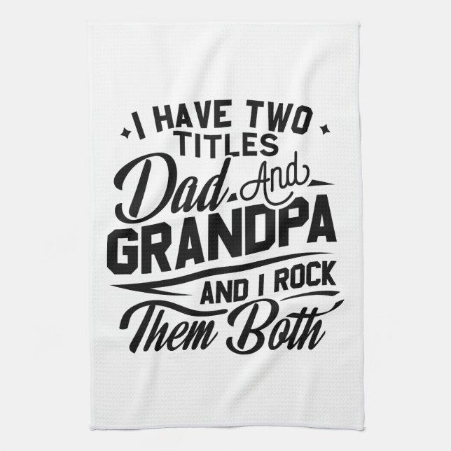Cute Fun Retro Typography Dad Grandpa Gift Tea Towel (Vertical)