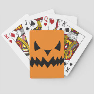 Cute Fun Scary Halloween Pumpkin Face Orange Playing Cards