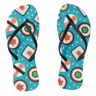 Cute fun seamless pixel sushi cartoon pattern jandals