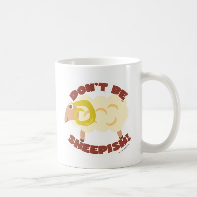 Cute Fun Sheepish Sheep Lamb Cartoon Character Coffee Mug (Right)