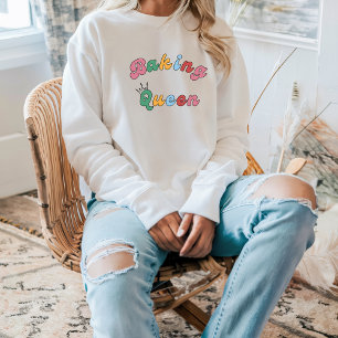 Cute Fun Simple Retro Baking Queen Crown Womens  Sweatshirt