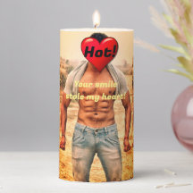 Cute Fun Smile Heart Pillar Candle