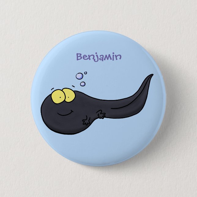 Cute fun tadpole cartoon illustration 6 cm round badge (Front)