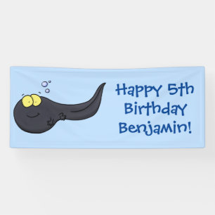 Cute fun tadpole cartoon illustration banner