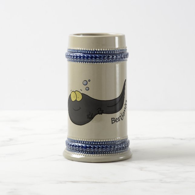 Cute fun tadpole cartoon illustration beer stein (Center)