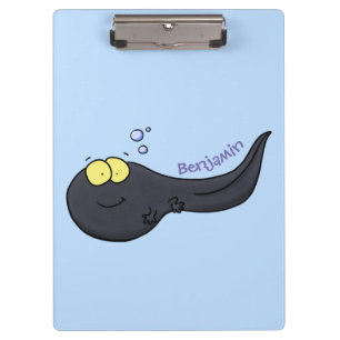 Cute fun tadpole cartoon illustration clipboard