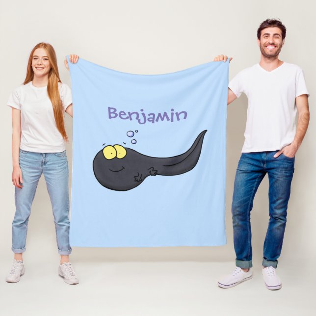 Cute fun tadpole cartoon illustration fleece blanket (In Situ)