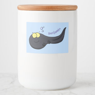 Cute fun tadpole cartoon illustration food label