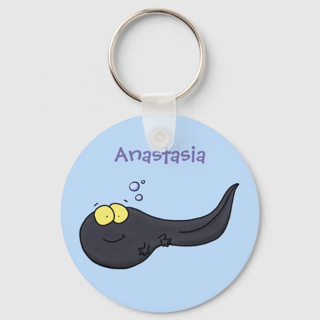 Cute fun tadpole cartoon illustration key ring (Front)
