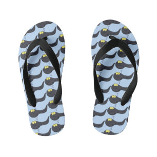 Cute fun tadpole cartoon illustration kid's jandals