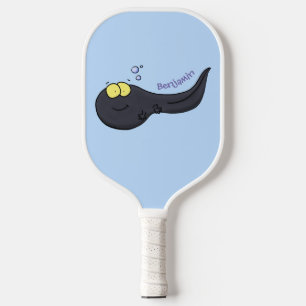Cute fun tadpole cartoon illustration pickleball paddle