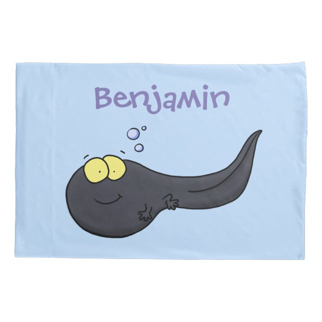 Cute fun tadpole cartoon illustration pillowcase (Back)