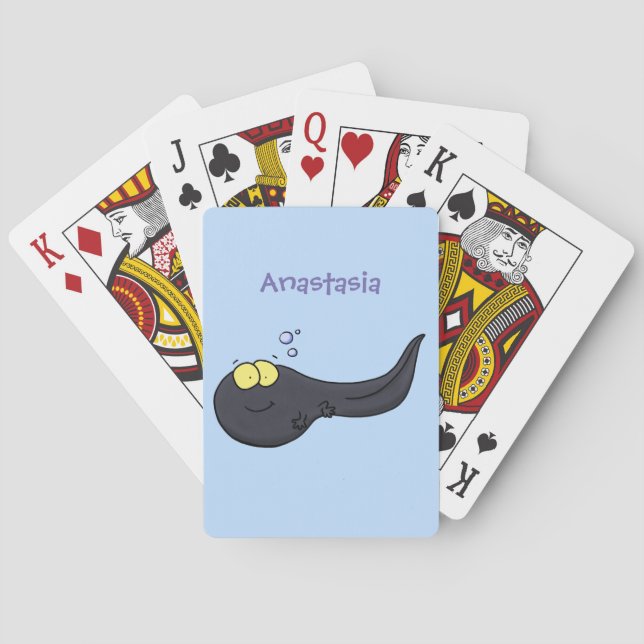 Cute fun tadpole cartoon illustration playing cards (Back)