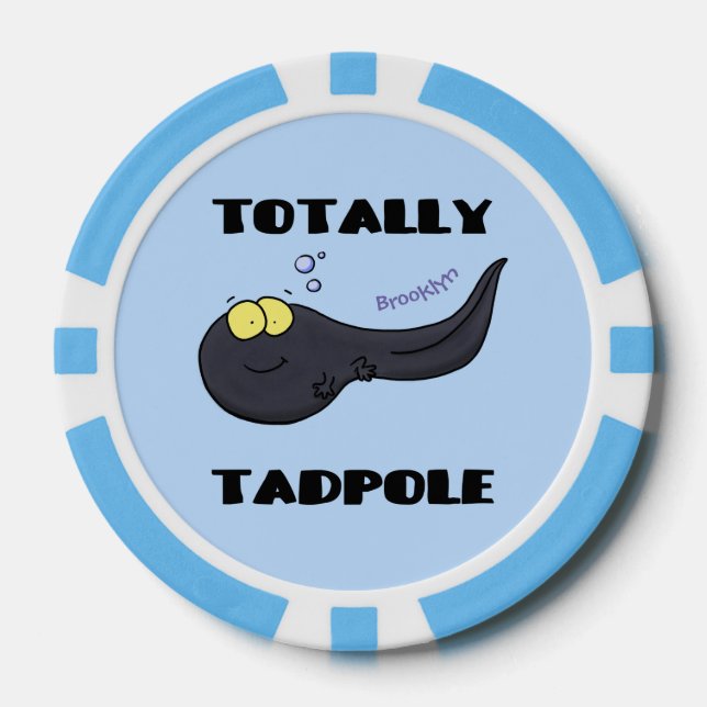Cute fun tadpole cartoon illustration poker chips (Front)