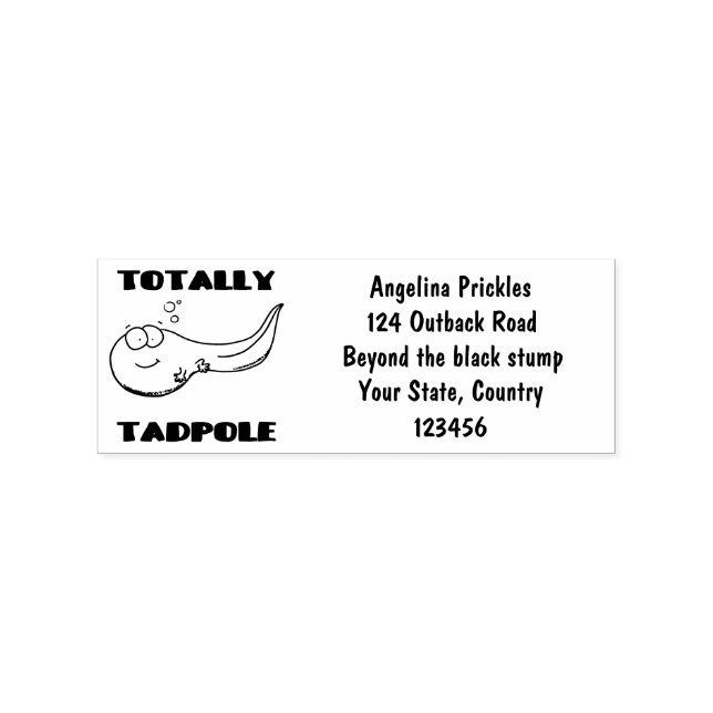 Cute fun tadpole cartoon illustration rubber stamp (Imprint)
