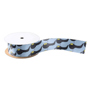 Cute fun tadpole cartoon illustration satin ribbon