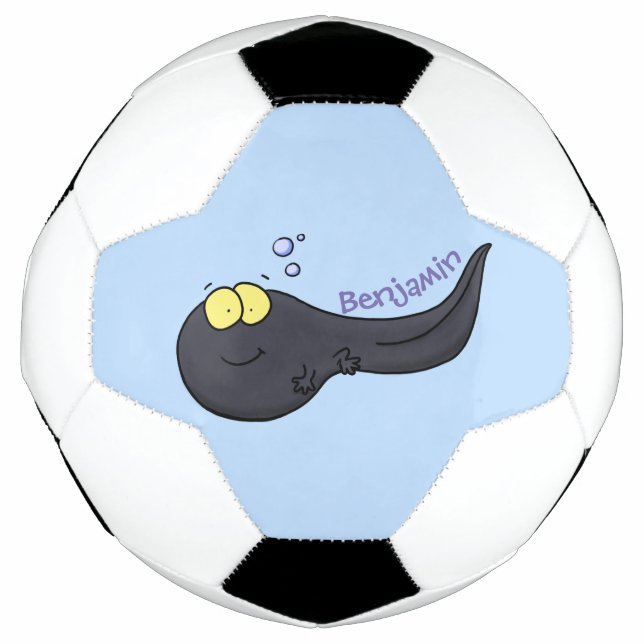 Cute fun tadpole cartoon illustration soccer ball (Front)