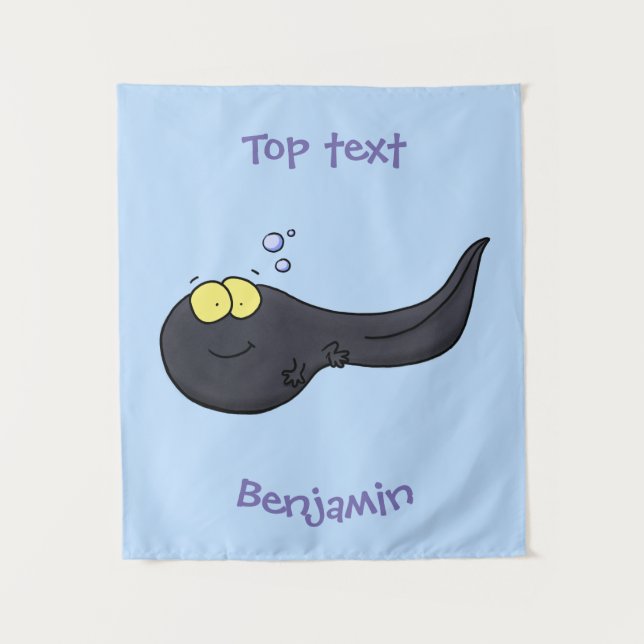 Cute fun tadpole cartoon illustration  tapestry (Front)