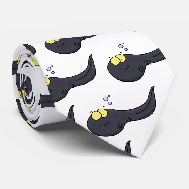Cute fun tadpole cartoon illustration tie (Rolled)