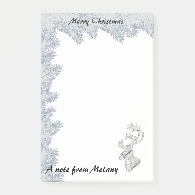 Cute fun trendy Holiday reindeer  monogram Post-it Notes (Front)