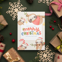 Cute Fun Trendy Merry Christmas Sloths