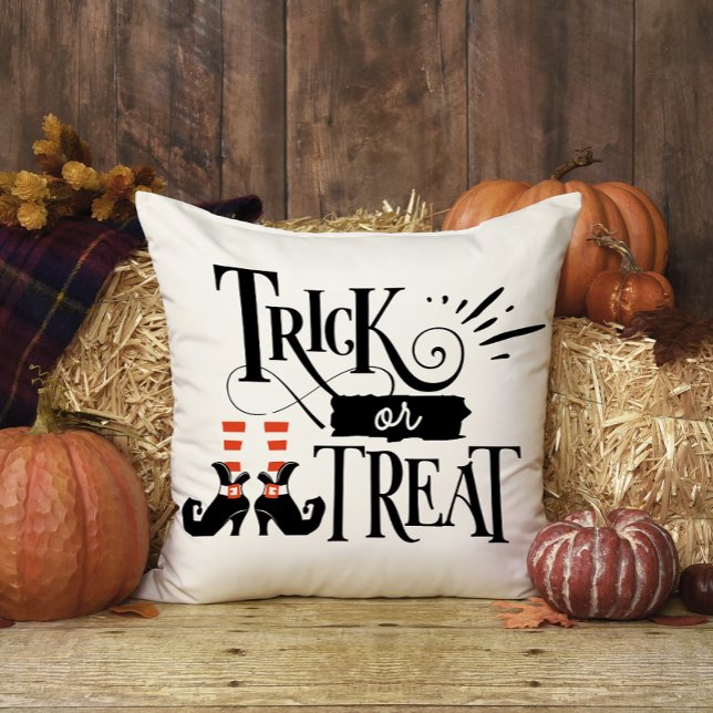 Cute Fun Trick or Treat Witch Shoes Halloween Cushion (Creator Uploaded)
