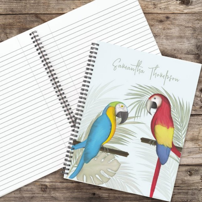 Cute Fun Tropical Birds Custom Name Notebook (Creator Uploaded)