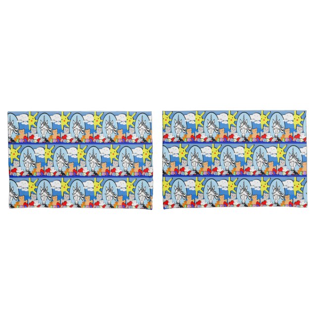 Cute Fun Unicorn  Pillowcase (Front-Set)
