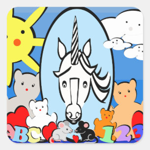Cute Fun Unicorn  Square Sticker