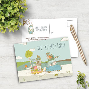 Cute Fun We Are Moving New Home Announcement Postcard