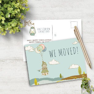 Cute Fun We Moved Balloon House Announcement Postcard
