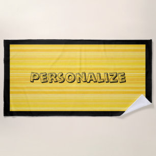 Cute Fun Yellow Black Pattern Personalised Beach Towel