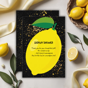 Cute Fun Yellow Lemon Gold Glitters Baby Shower Enclosure Card